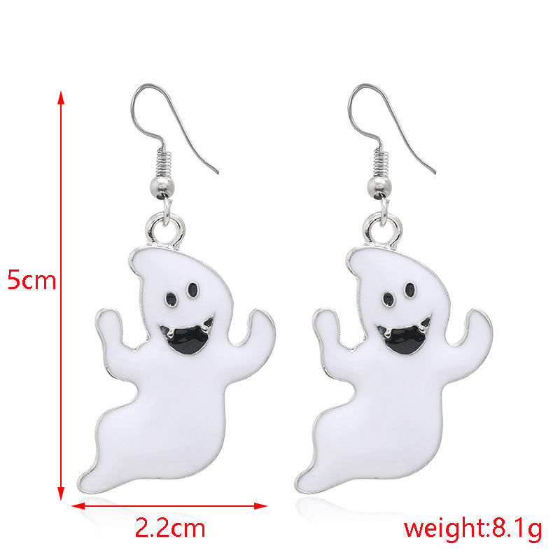 Wholesale horror funny skull  pumpkin alloy oil drop earrings