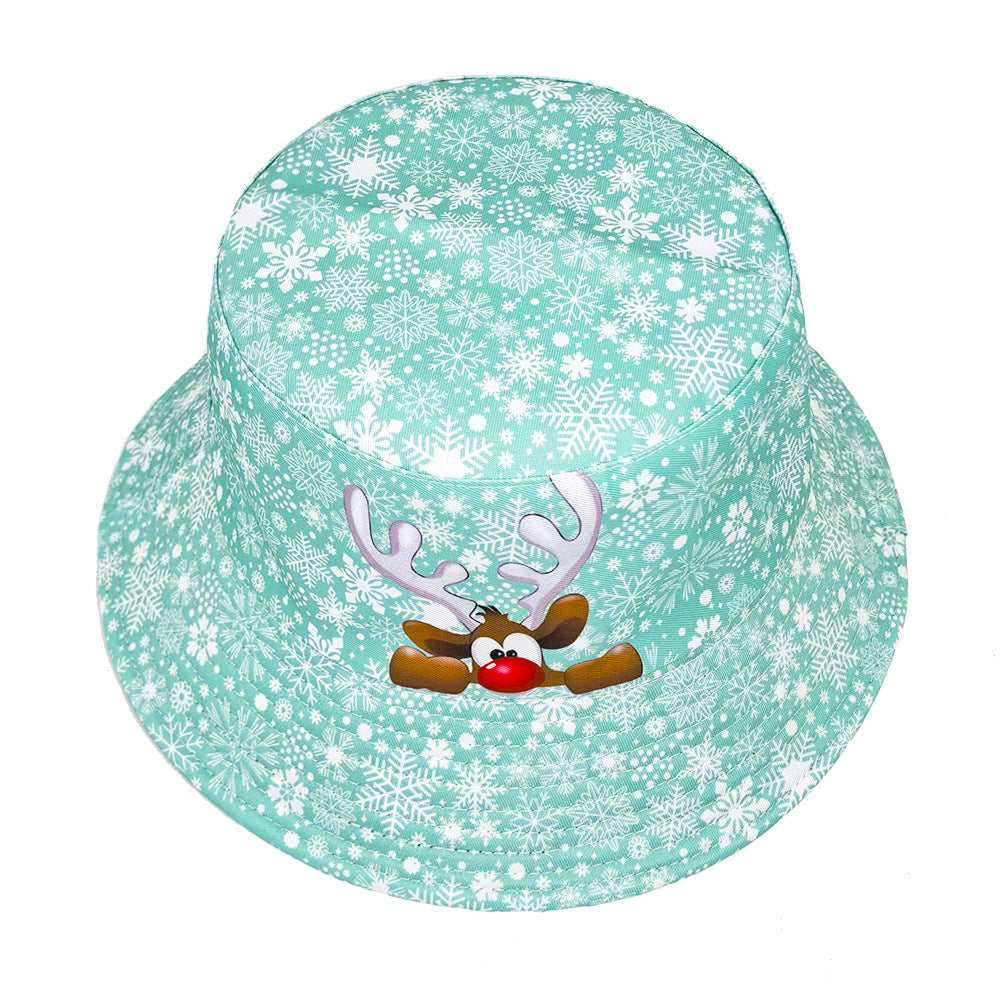 Wholesale Christmas snowflake and elk print bucket hat