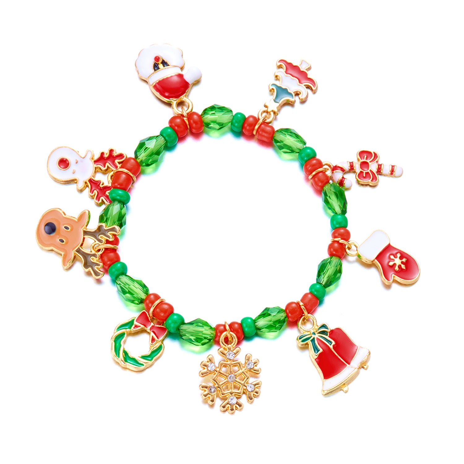 Wholesale Christmas Beaded Snowflake Elk  Cane Bracelet