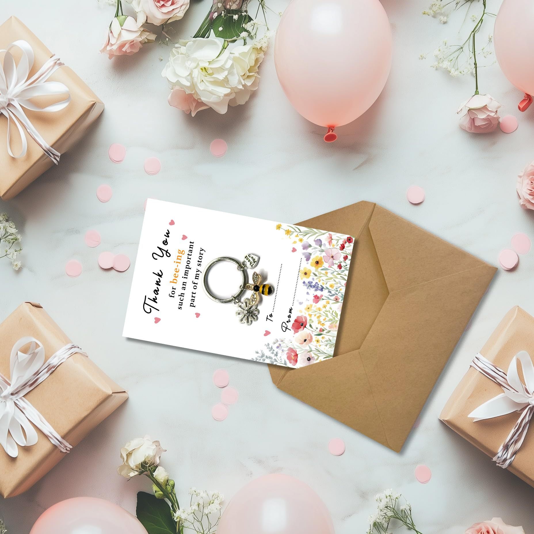 Wholesale Little Bee Flower and Heart Teacher' s Day Keychain