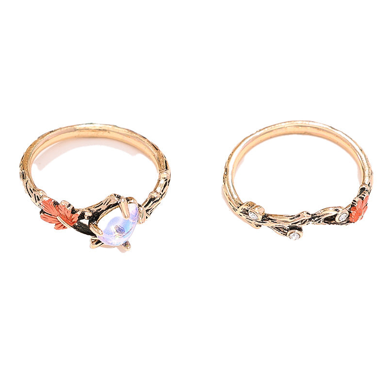 Wholesale Retro Golden Branches Maple Leaf Ring