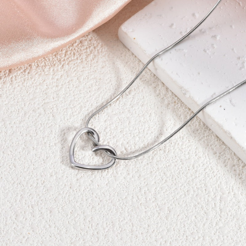 Wholesale 2PCS Titanium steel openwork butterfly and heart necklace