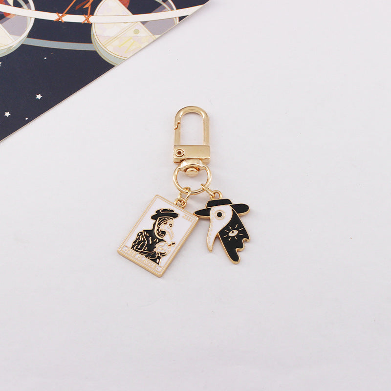 Wholesale Punk Style Halloween Bird Mouth Oil Dripping Alloy Keychain ACC-KC-QiChen007