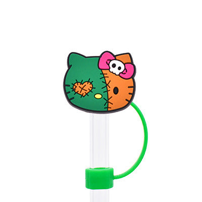 Wholesale Random 100pcs Halloween 10MM PVC Straw Tube Cap ACC-SCR-YiQu002