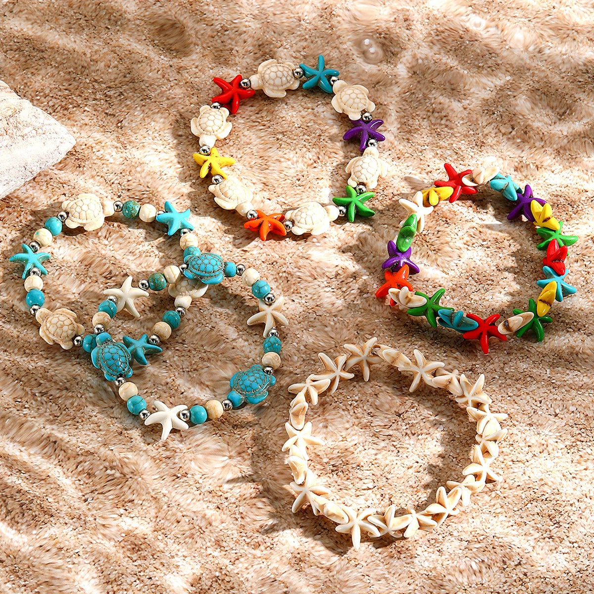 Wholesale  Summer Ocean Style Bracelet Shell Starfish Turtle Woven Bracelet