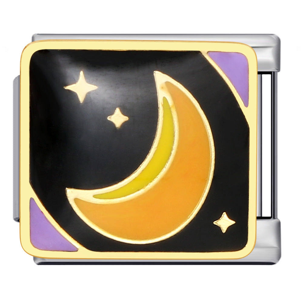 Wholesale Italian Charm Bracelet 9mm DIY Splicing Removable Space Moon Stainless Steel Composable Bracelet