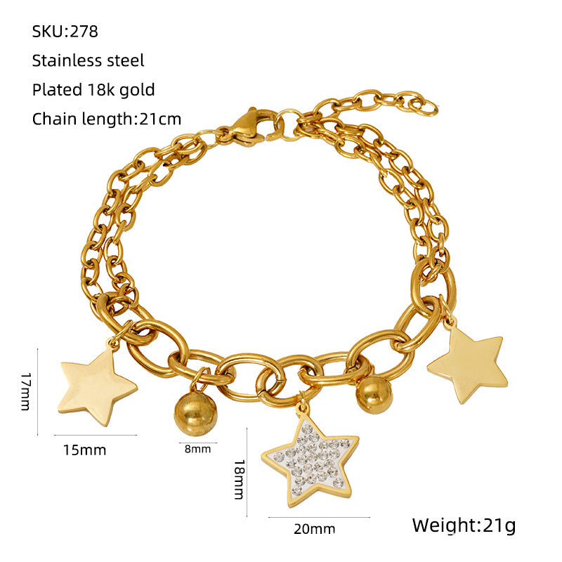 Wholesale 18k gold stainless steel star diamond jewelry