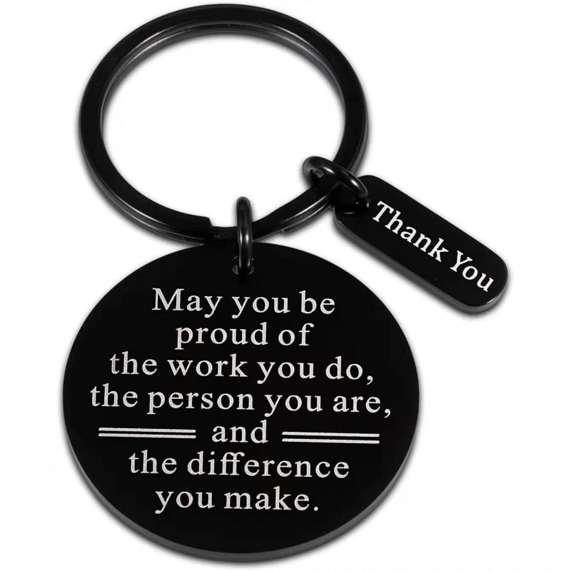 Wholesale European American Style Stainless Steel Inspirational Gratitude Keychain Gift For Family And