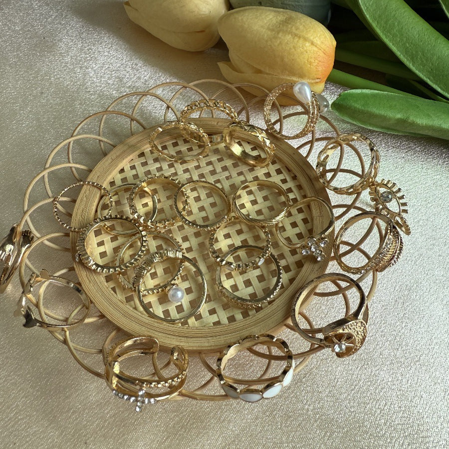 Wholesale Rice beads rhinestone moon star crown diamond ring animal snake ring set