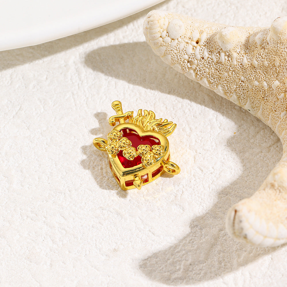 Wholesale  Red Crown Heart Double-Hole Adjustable Bracelet