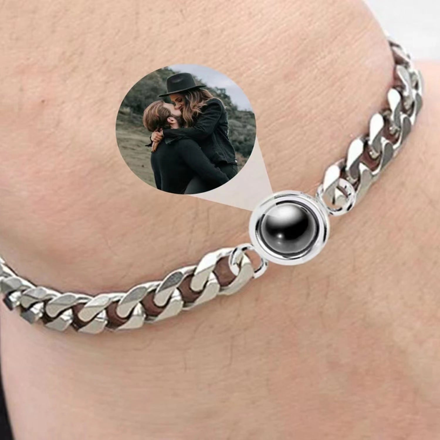 Wholesale titanium steel couple 100 languages bracelet