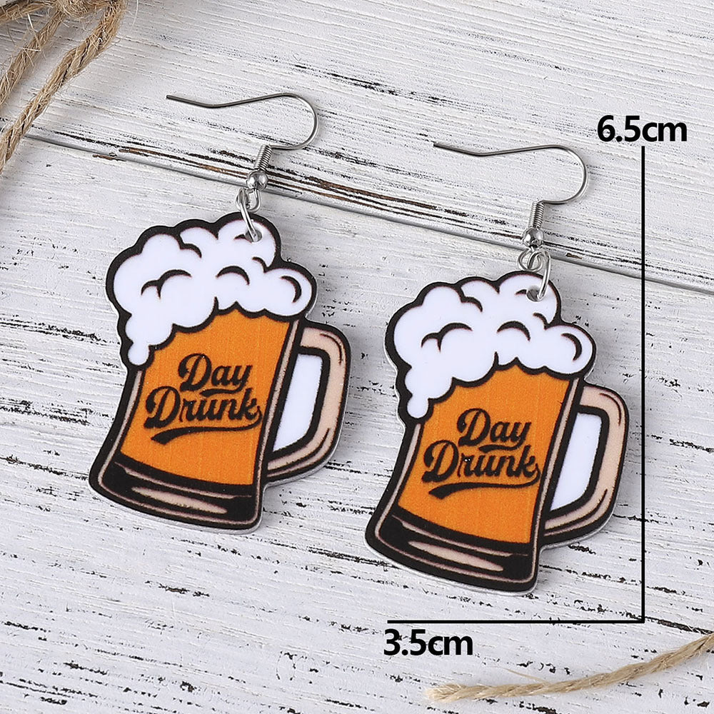 Wholesale Summer Style Beach Party Beer Mug Acrylic Earrings ACC-ES-ChuLian092