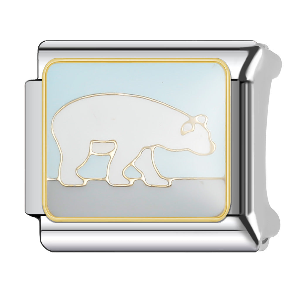 Wholesale Italian Charm Bracelet 9mm DIY Splicing Cute Animal Series Stainless Steel Composable Bracelet