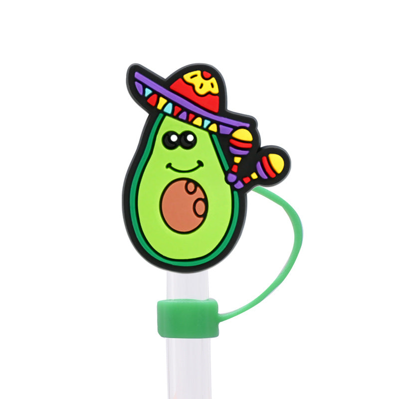 Wholesale Random 10pcs Avocado 8/10mm PVC Soft Straw Tube Cap