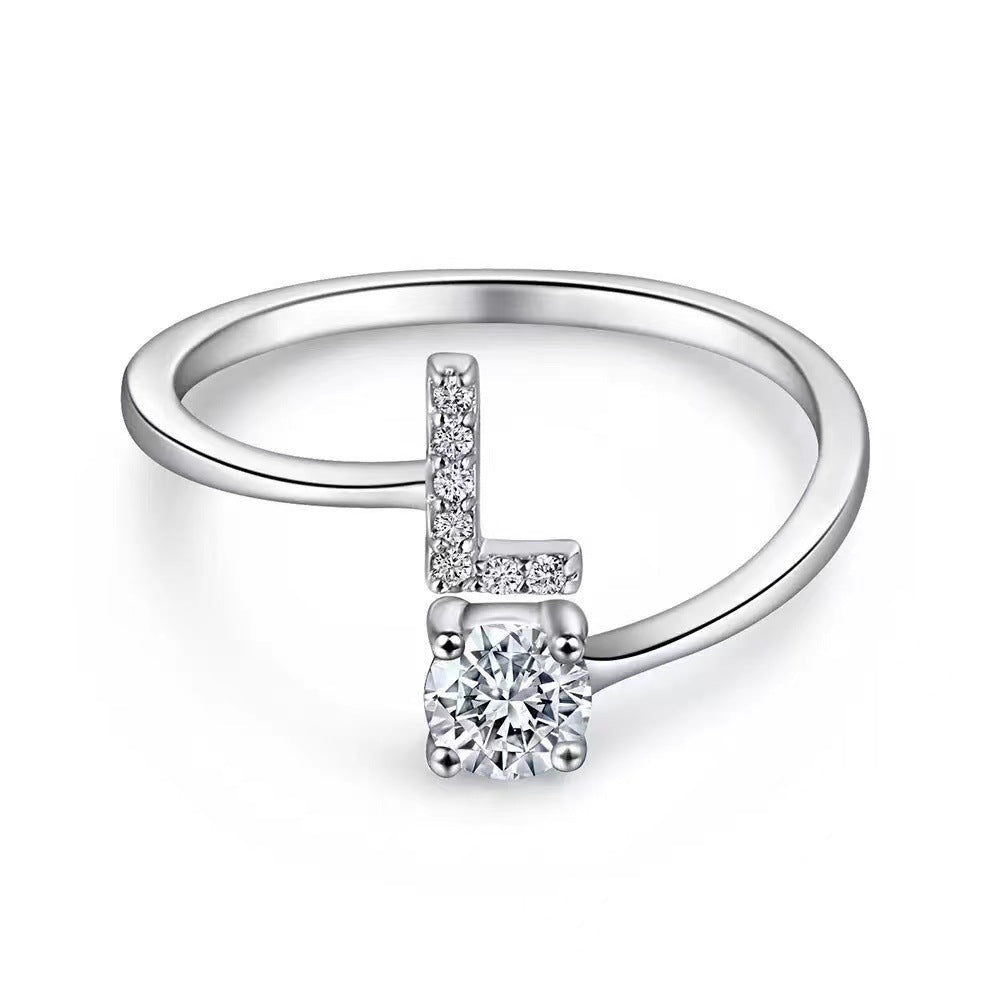 Wholesale Chic Adjustable Letter Ring For Women 26 English Letters Zinc Alloy Electroplated Jewelry Accessory Boutique Resale