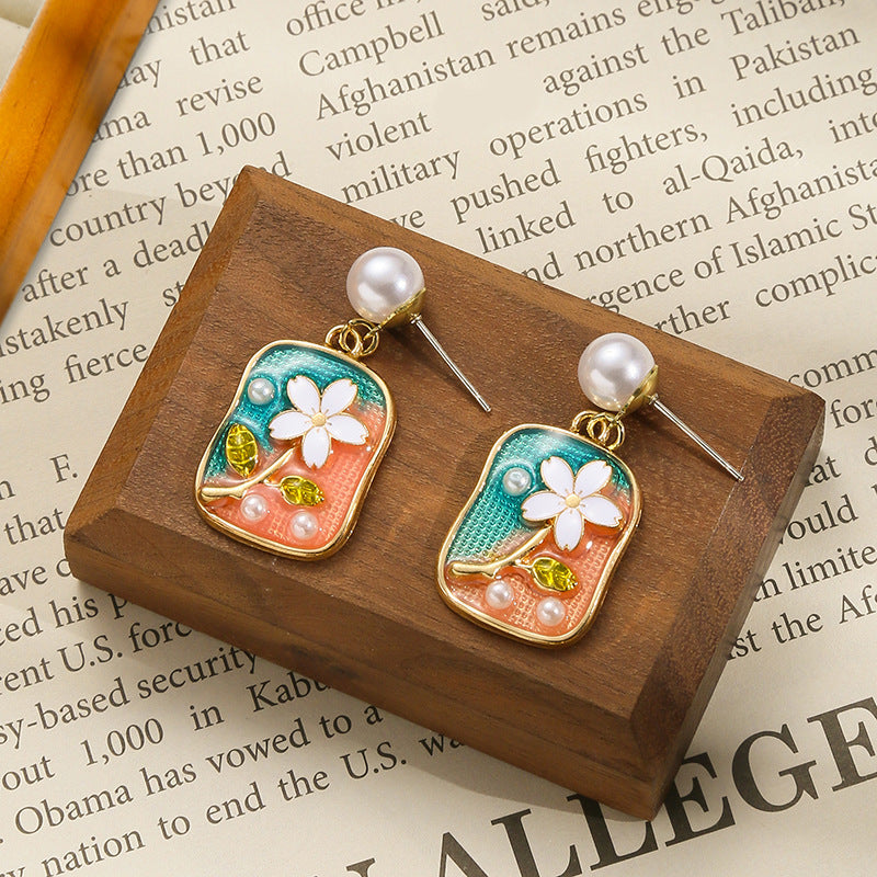 Wholesale Oil Painting Earrings Colorful Earrings