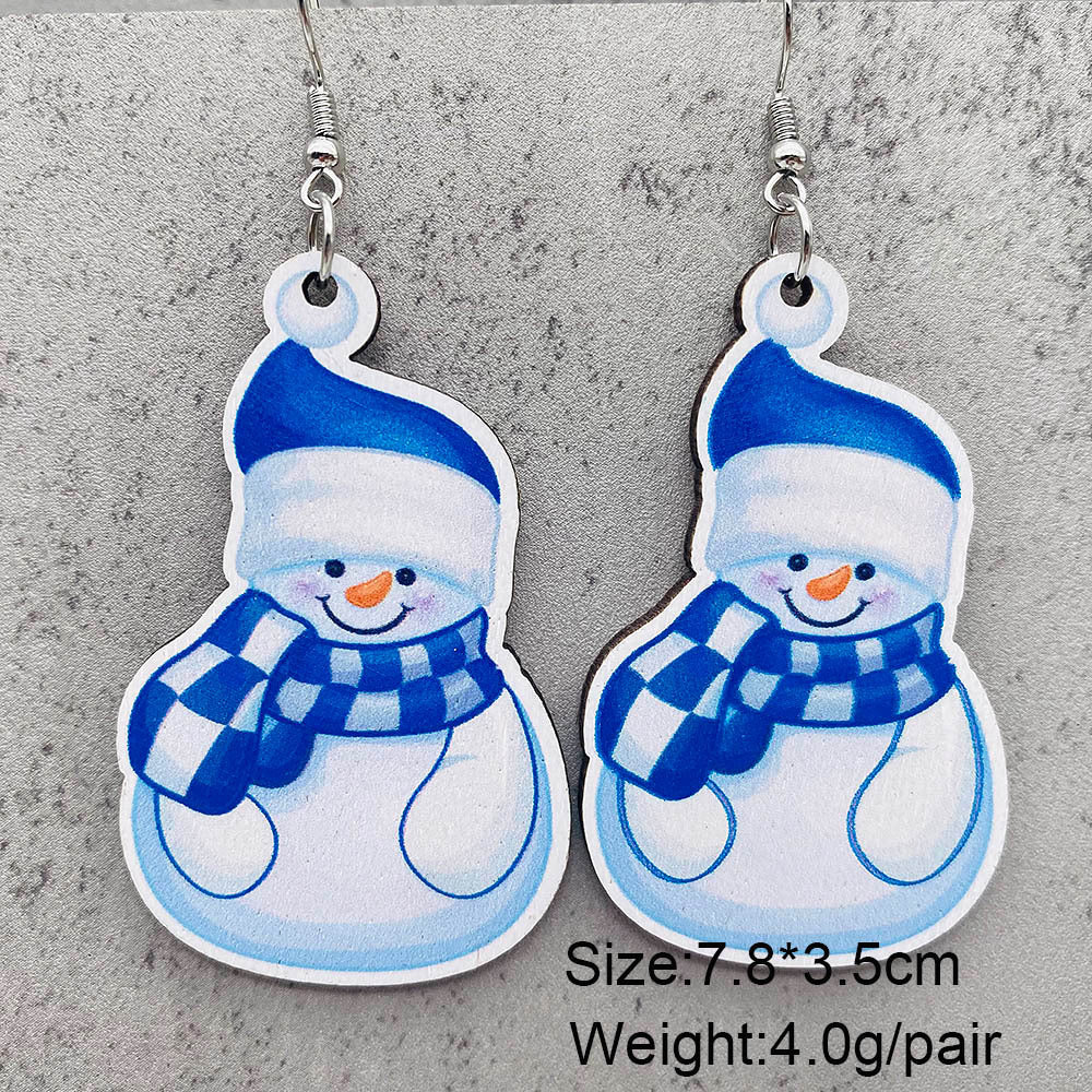 Wholesale Christmas Santa Claus Christmas Stocking Elk Wood Earrings ACC-ES-ChenY055