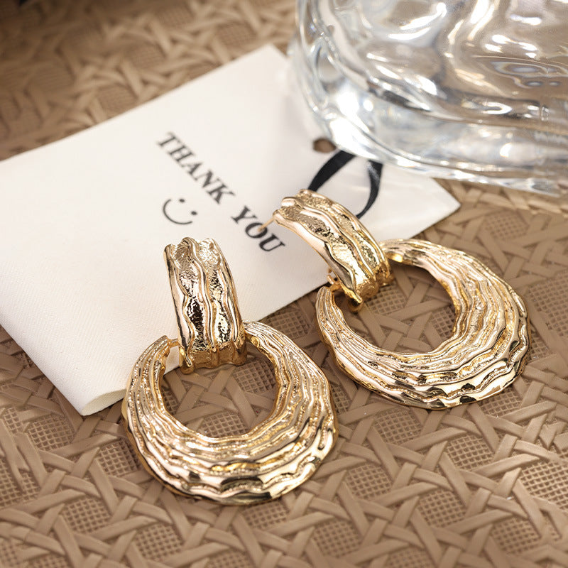 Wholesale metal exaggerated fashion leaves retro s925 silver needle alloy earrings ACC-ES-RuLong002