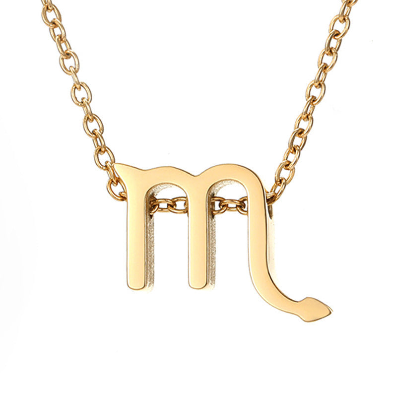 Wholesale Creative 12 Constellation Pendant Stainless Steel Gold Plated Necklaces ACC-NE-HongYu002