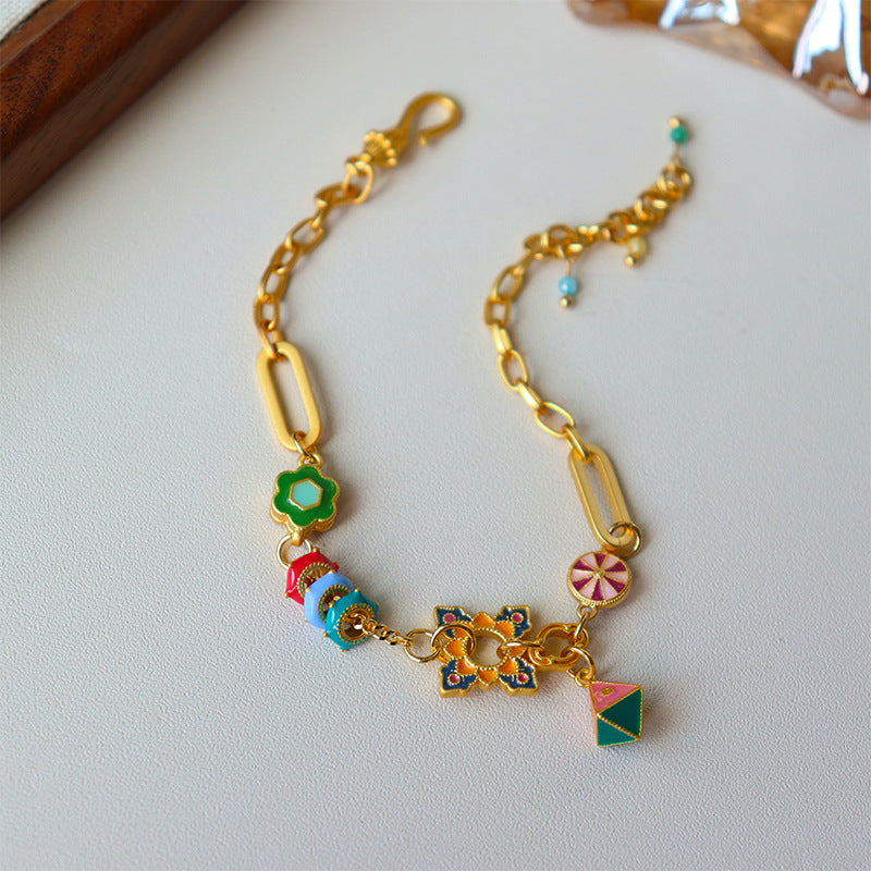 Wholesale  Color Dopamine Wheel Flower Bracelet