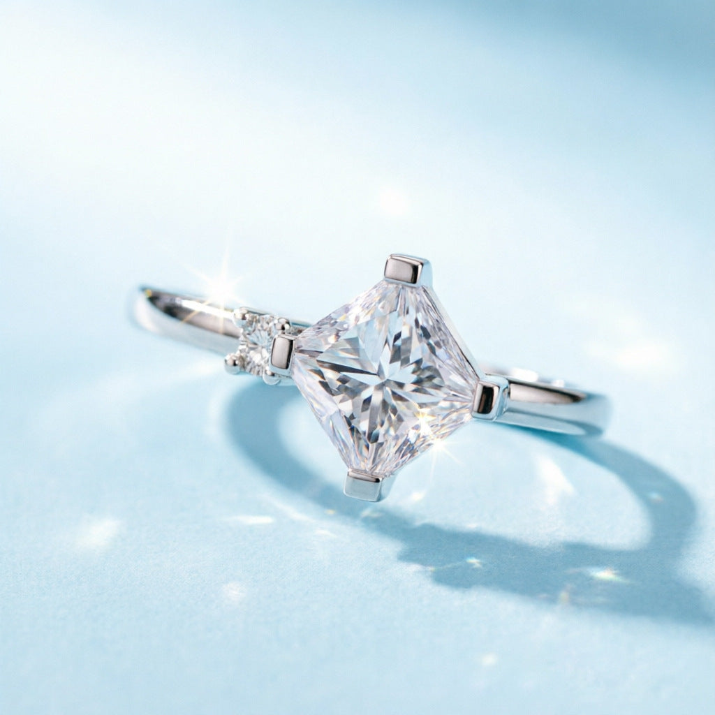 Wholesale S925 Silver 5A Zircon Square Ring Women S Simple Four Prong Design White Gold Tone Jewelry Accessory For Gift Or Boutique Resale
