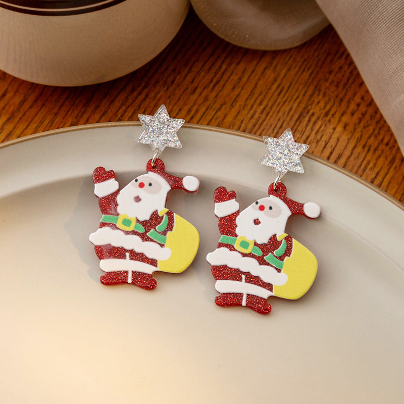 Wholesale Christmas Acryllic Card Claus Santa Earrings ACC-ES-MDD069