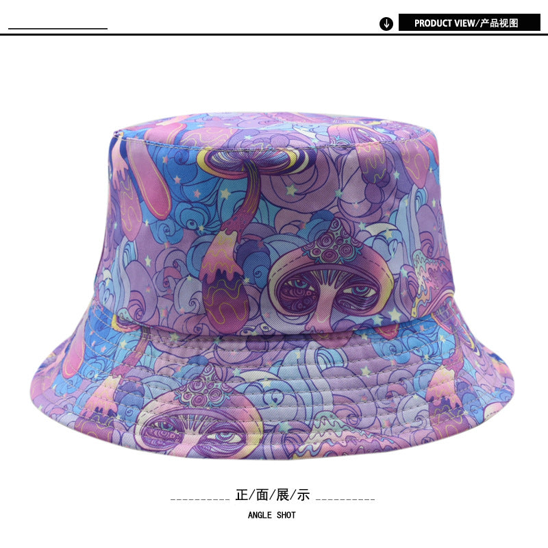 Wholesale colorful mushroom printing fisherman hat