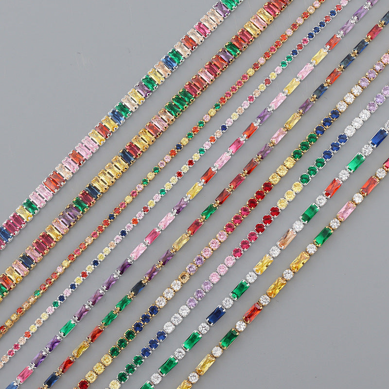 Wholesale Colorful Solid Color Zircon Full Diamond Rainbow Necklaces Choker Necklace ACC-NE-Ruib002