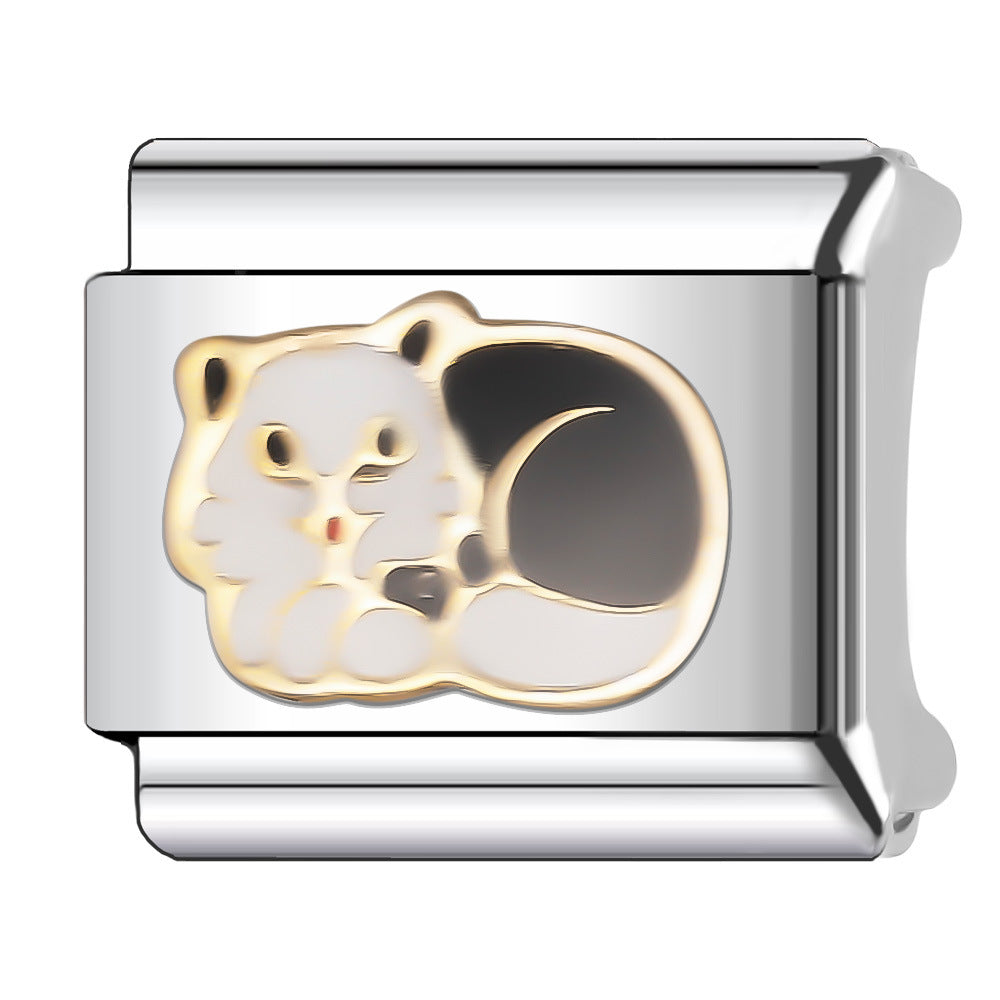 Wholesale Italian Charm Bracelet 9mm DIY Splicing Cute Cartoon Animal Stainless Steel Composable Bracelet