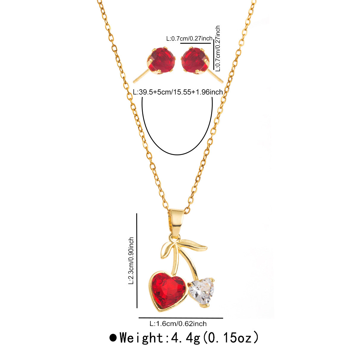 Wholesale  Fruit Series Strawberry Cherry Oil Pendant Stainless Steel Earrings Necklace Jewelry suit