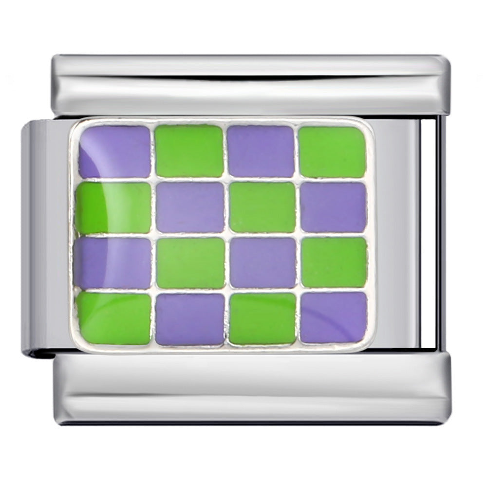 Wholesale Italian Charm Bracelet 9mm DIY colorful checkerboard Creative Stainless Steel Composable Bracelet