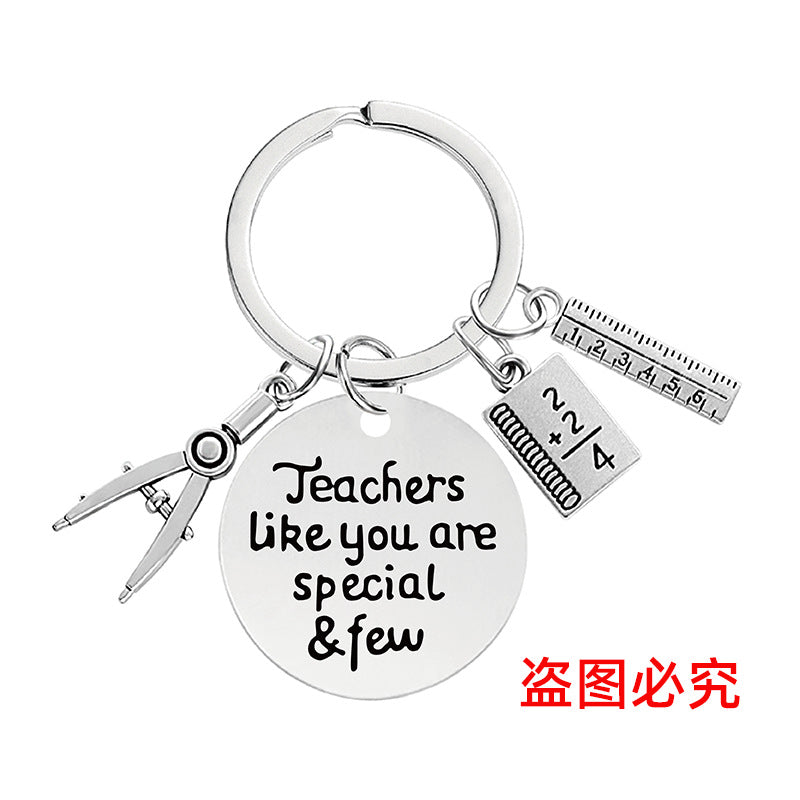 Wholesale Thanksgiving Teacher Compasses Ruler Metal Keychain Holiday Gift ACC-KC-Ganggu018