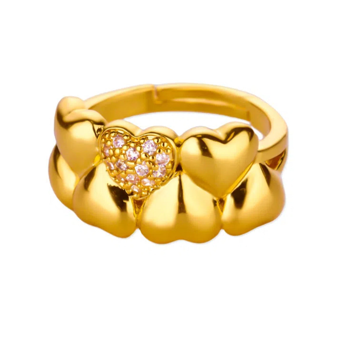 Wholesale Stainless steel zircon adjustable heart flower and butterfly ring