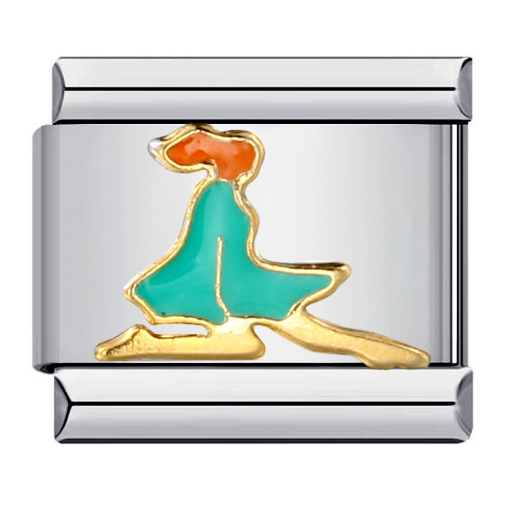 Wholesale Italian Charm Bracelet 9mm DIY Splicing Removable Sports Series Stainless Steel Composable Bracelet