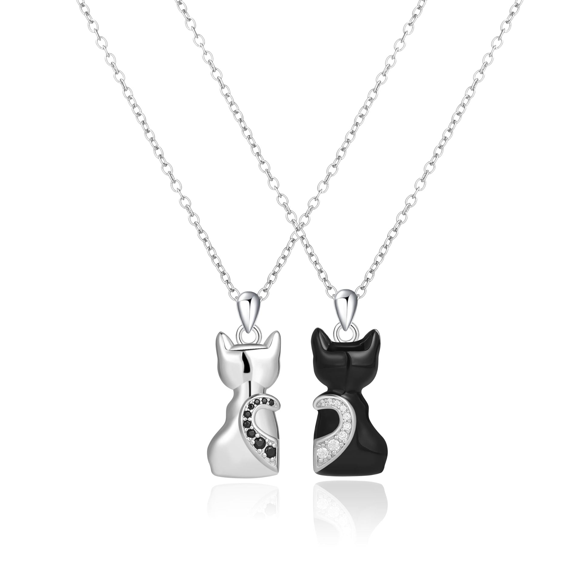 Wholesale  Creative  Black and White Cat Necklace