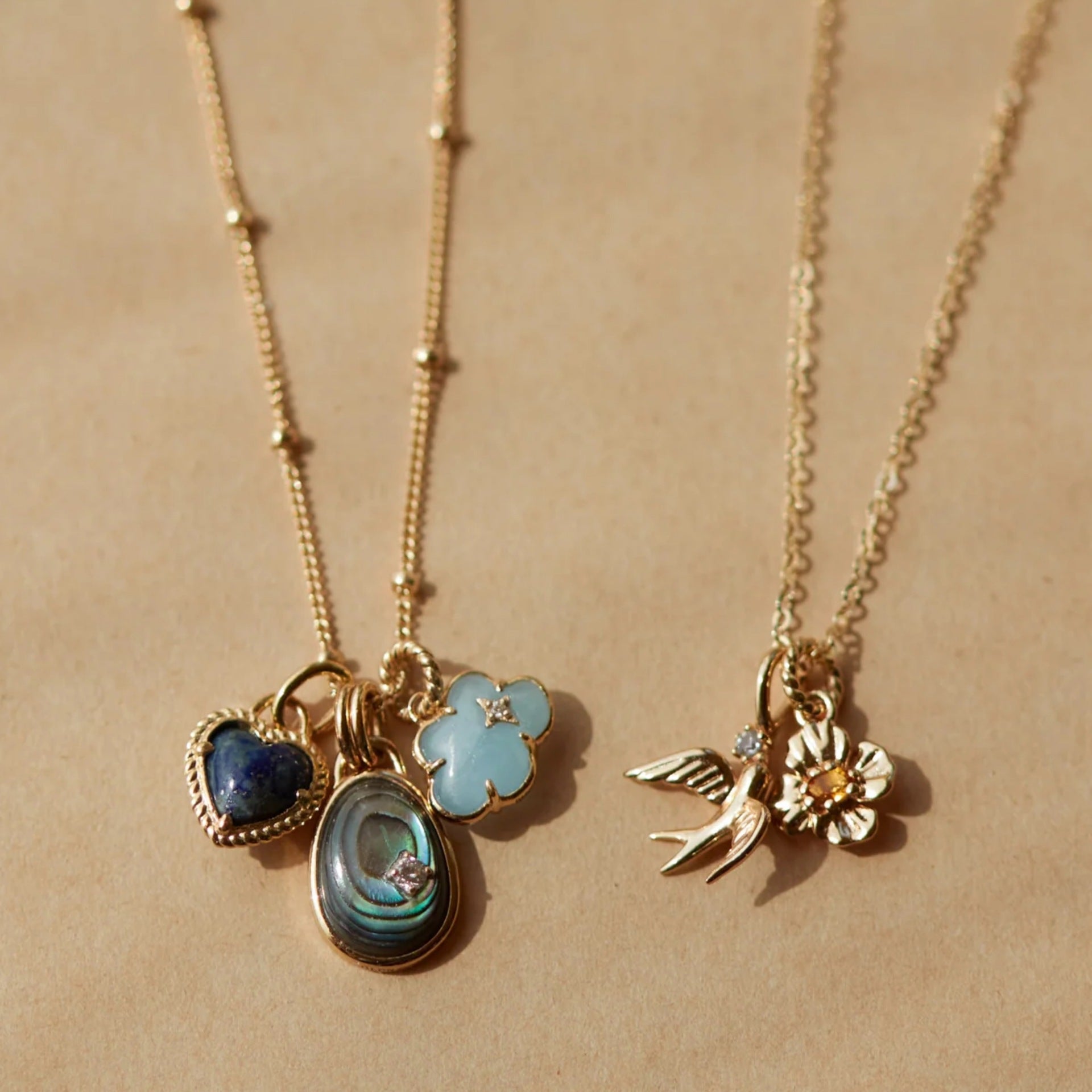 Wholesale European and American Cross-Border Simple Stainless Steel Necklace Colorfulful Zircon Heart Cloud Flower Bird DIY Color-Preserving Pendant