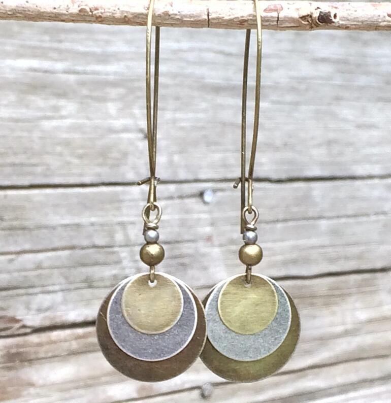 Wholesale Bohemian Retro Ethnic Style Distressed Bronze Circle Multi-Layer Alloy Earrings Jewelry Accessory