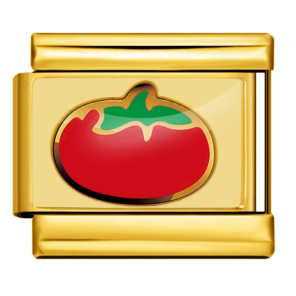 Wholesale  Italian Charm Bracelet 9mm DIY Fruit and Vegetable Series Creative Stainless Steel Composable Bracelet