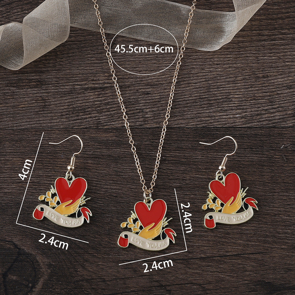 Wholesale Mother's Day Love Flower Diamond Crown Earrings Necklace Card suit