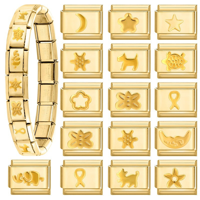 Wholesale Italian Charm Bracelet 9mm DIY Creative Gold Base Stainless Steel Composable Bracelet