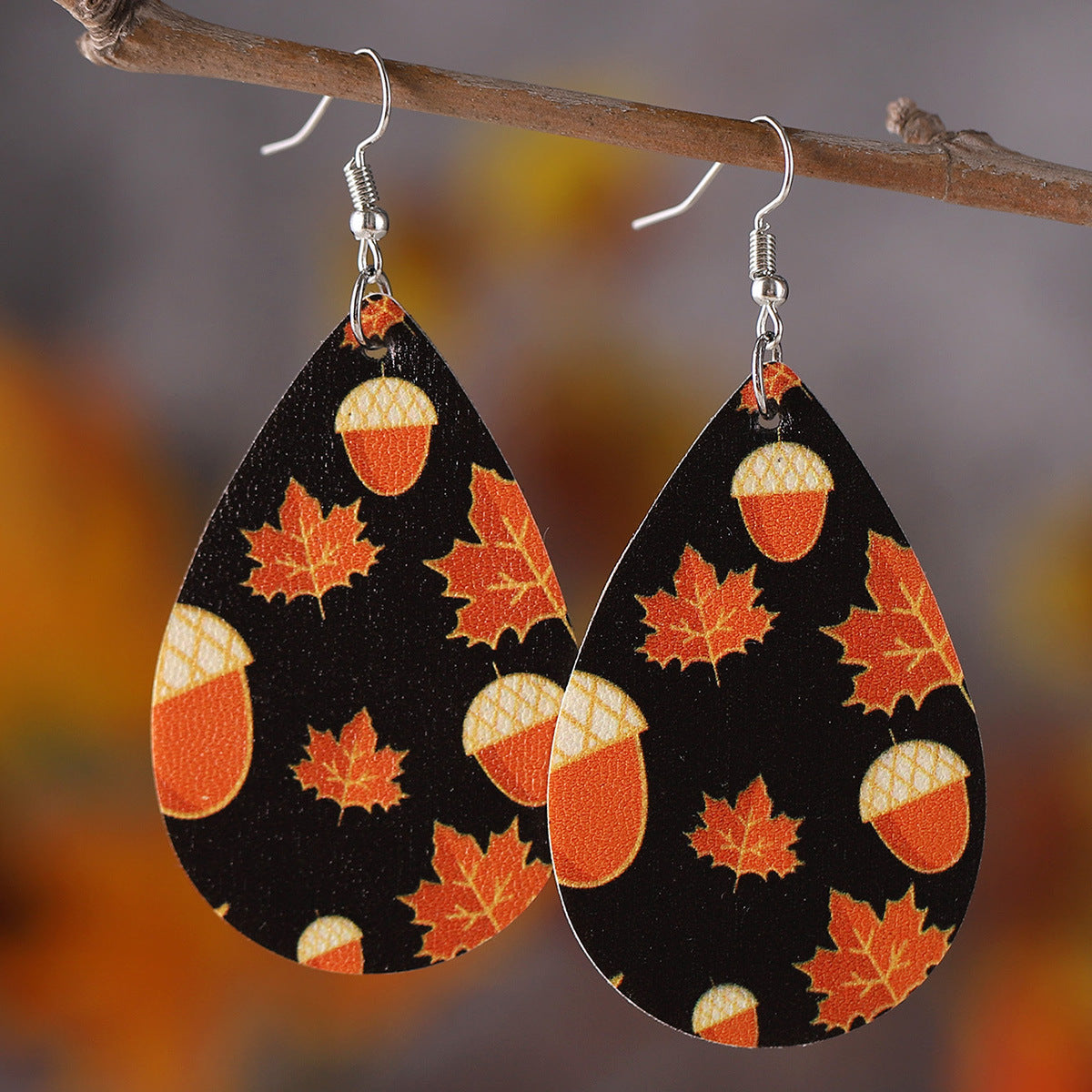 Wholesale  Autumn Thanksgiving Maple Leaf Deciduous Acorn Drop Pendant Earrings