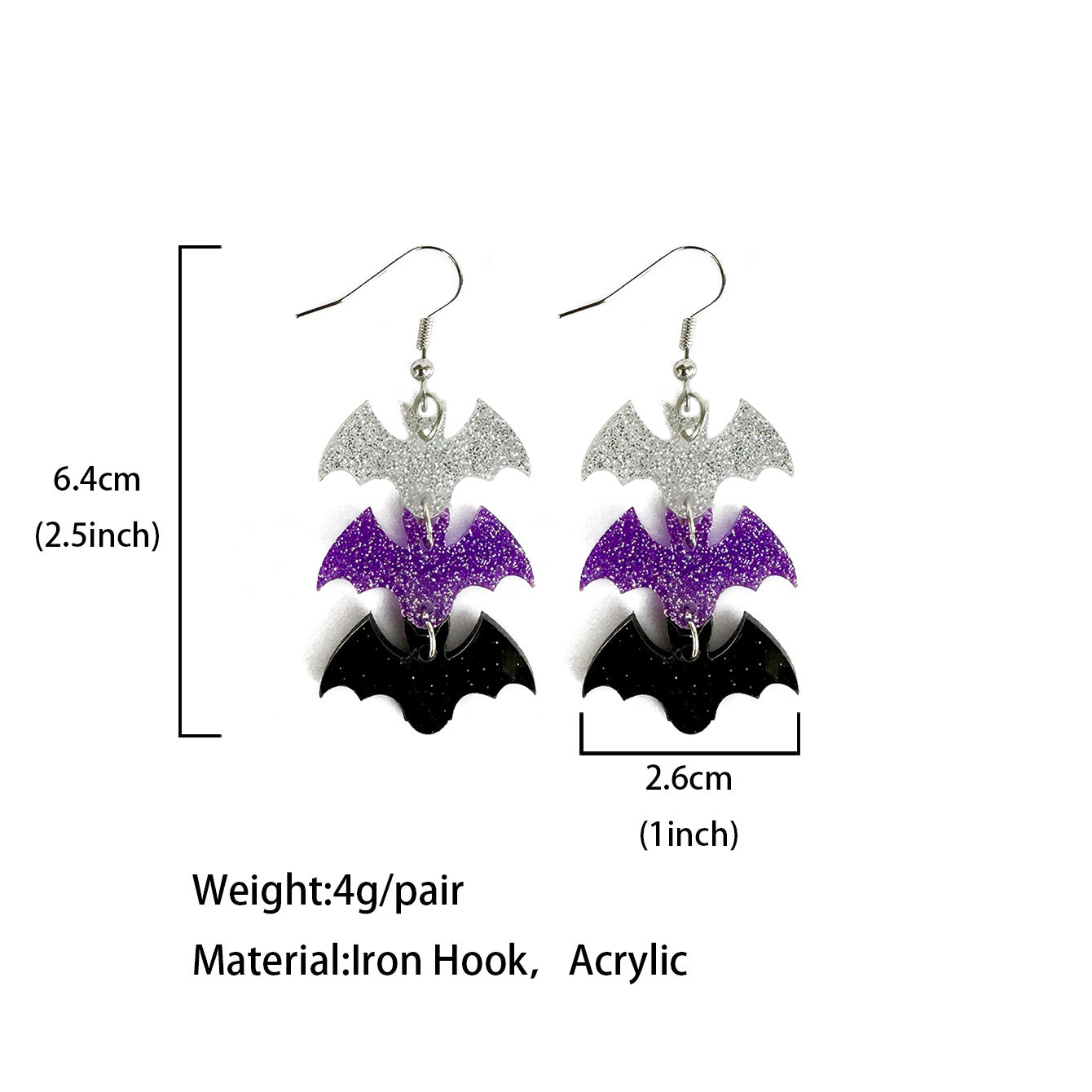 Wholesale Halloween dark wind bat acrylic earrings