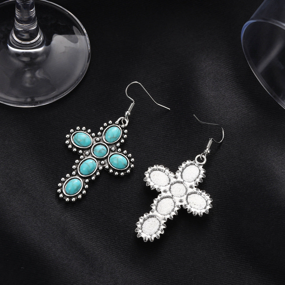 Wholesale  vintage Bohemian style round oval turquoise earrings