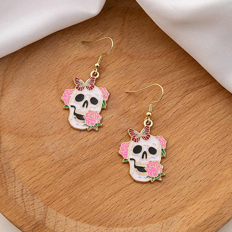 Wholesale Halloween Rose Skull Earrings ACC-ES-MDD046