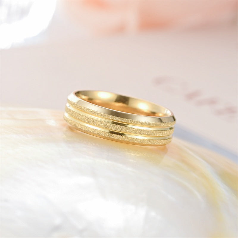 Wholesale love frosted ring fashion sand gold stainless steel ring