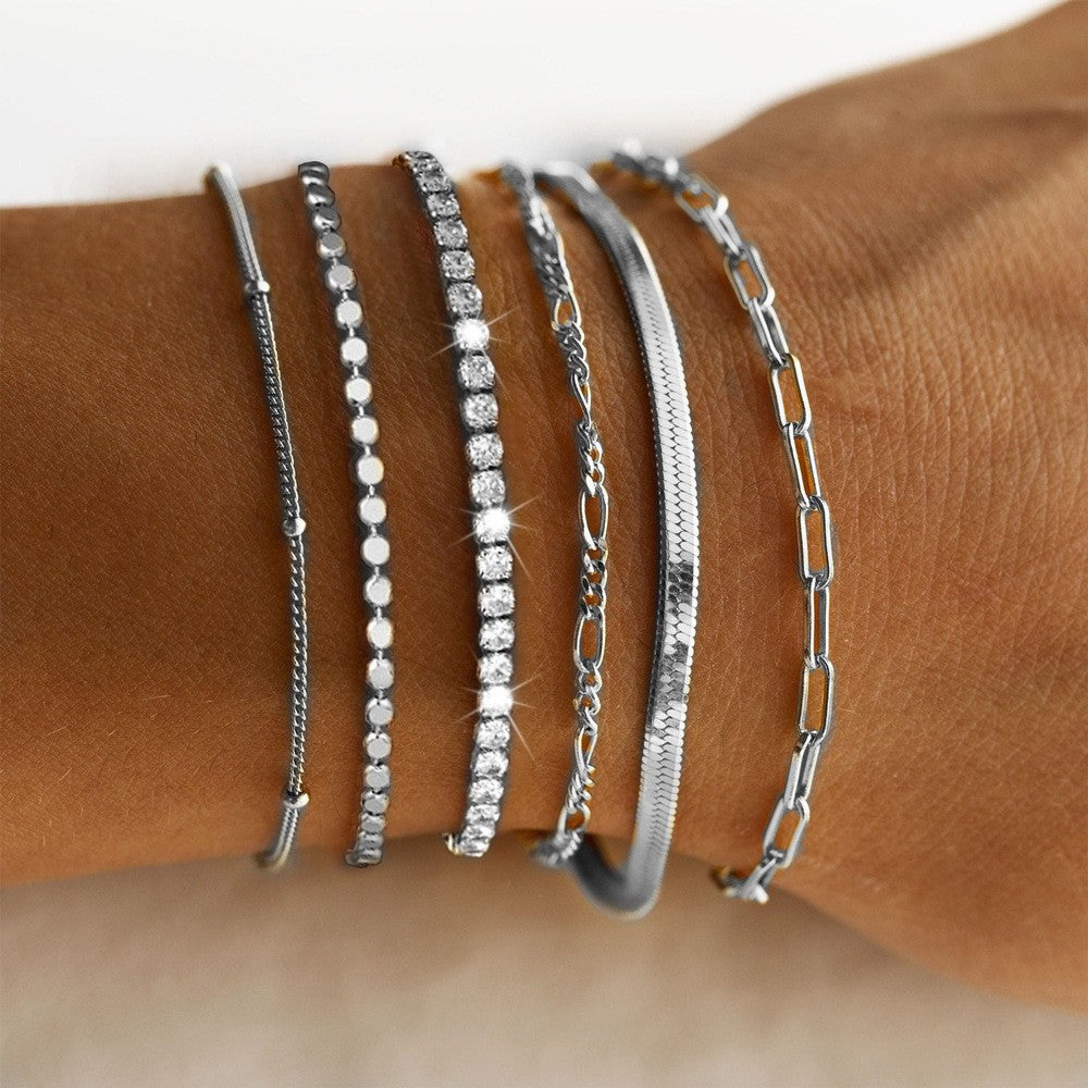Wholesale 6Pcs Boho Minimalist Multi Layer Chain Bracelets For Women Electroplated Zinc Alloy Fashion Jewelry Accessory Great For Gift