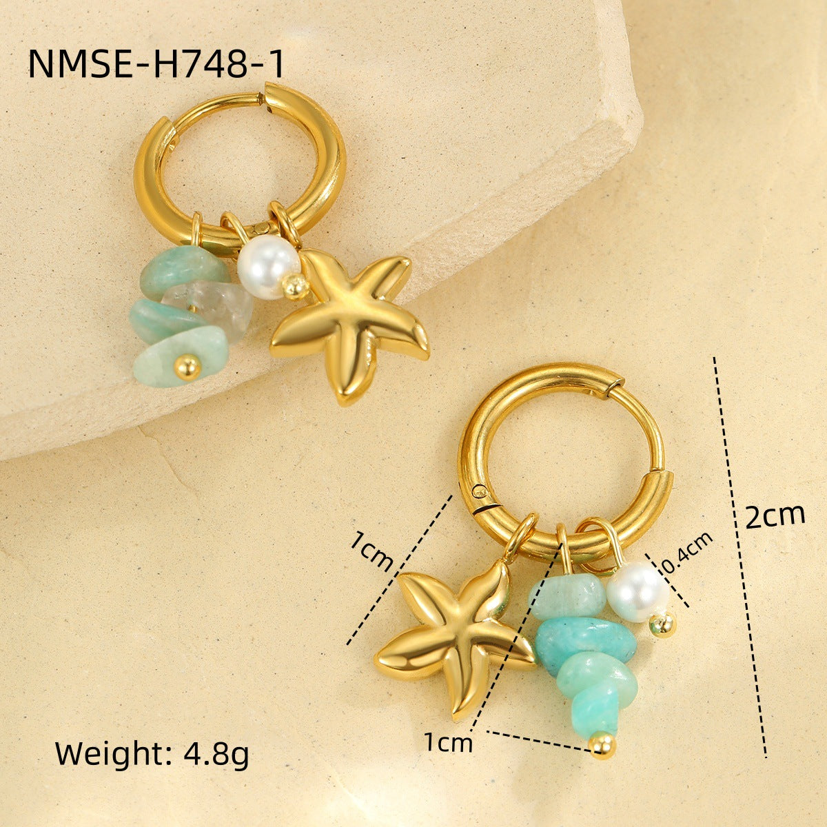 Wholesale  marine elements series starfish stainless steel earrings
