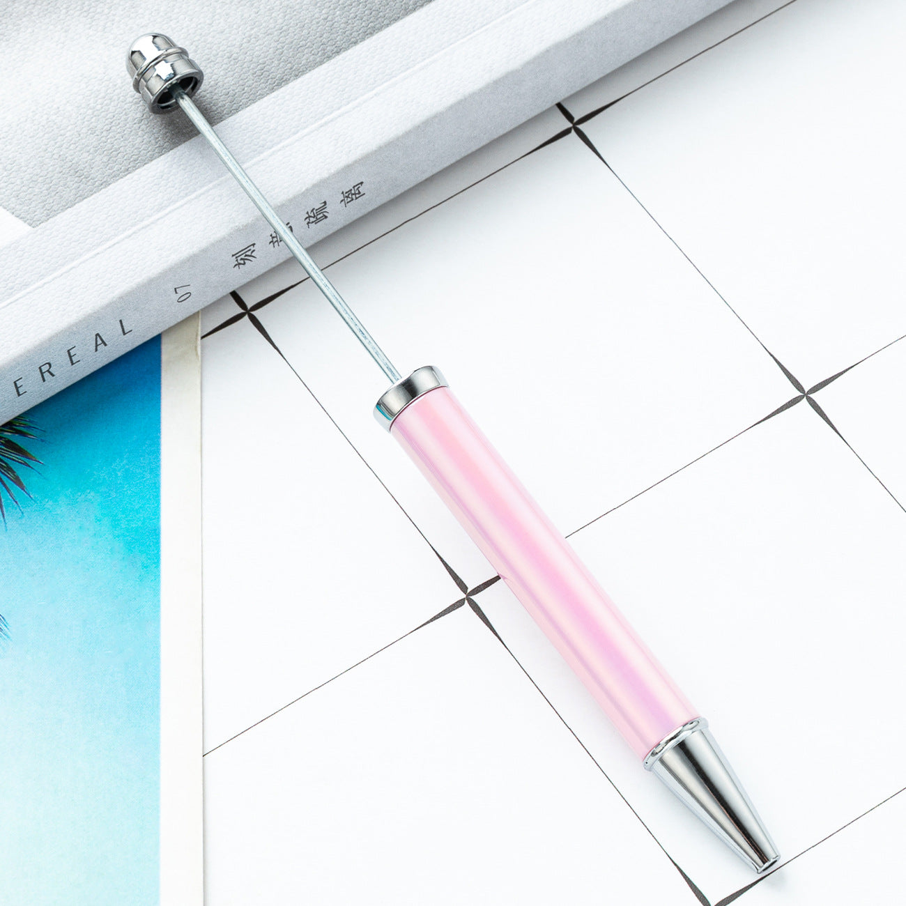 Wholesale Beadable Pens UV Electroplating Color Plastic DIY Beaded Pens Solid Color Pens