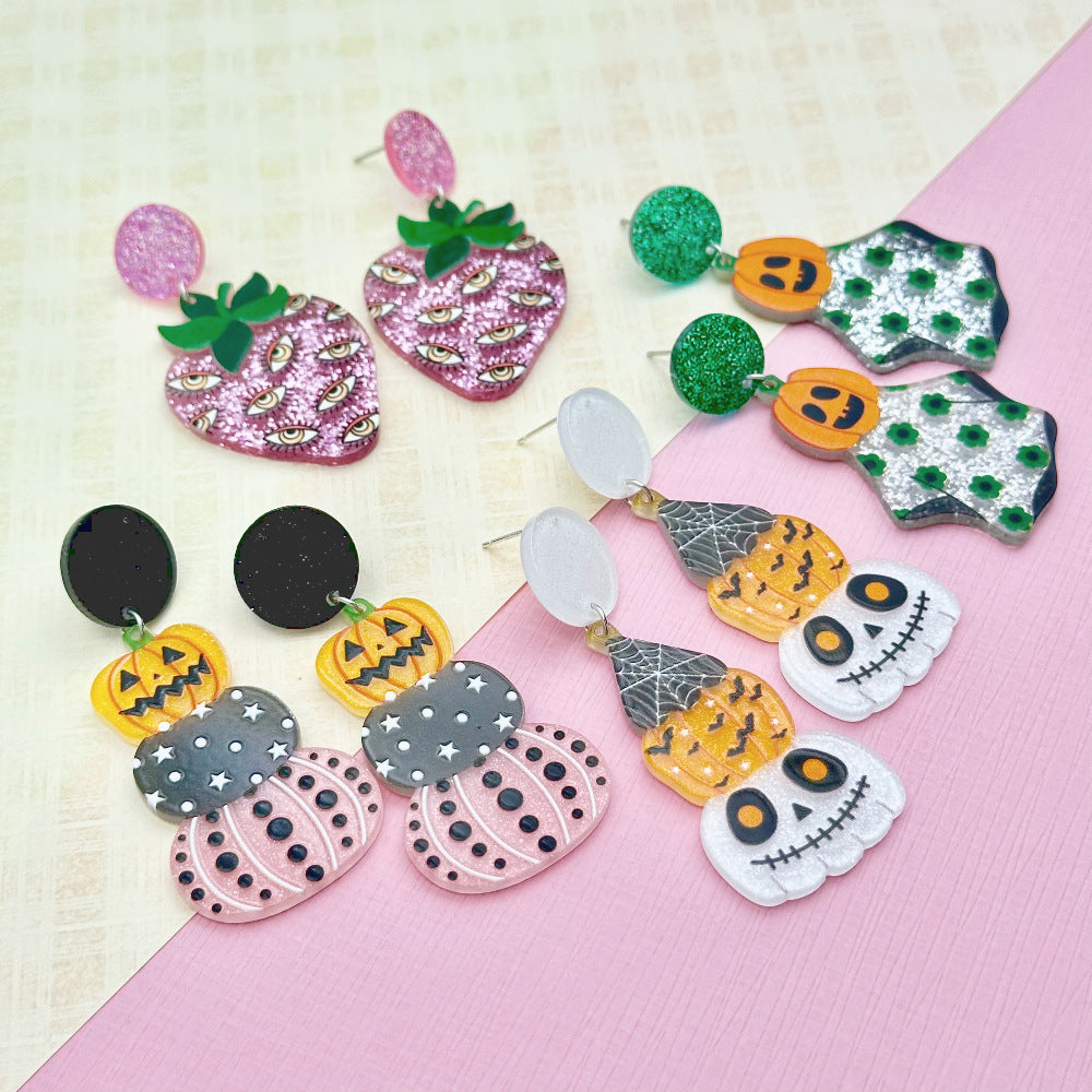 Wholesale Halloween Colorful Ghost Acrylic Earrings ACC-ES-Weiw002