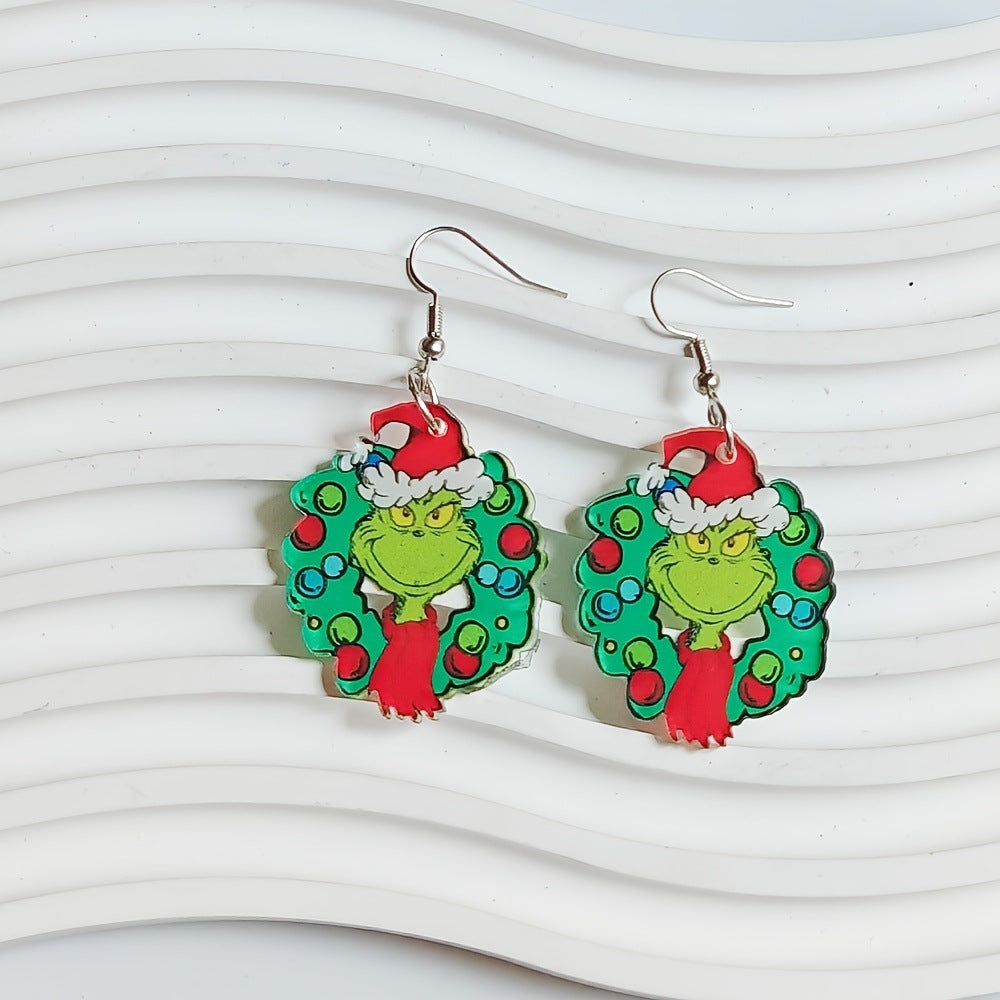 Wholesale Cute Cartoon Acrylic Grinch Christmas Earrings